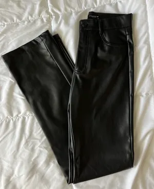 ZARA Faux Leather Straight Leg Pants thumbnail 1