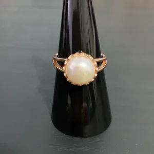 Rose Gold Over Sterling Silver Pearl Ring Size 7.75 Pink thumbnail 2