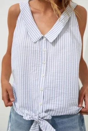 Anthropologie pilcro striped button down‎ tie front blouse top Sz S thumbnail 1