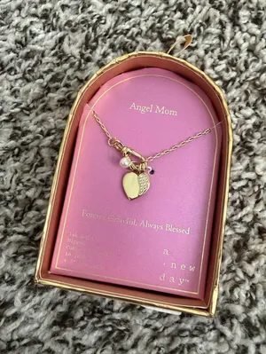 A New Day Gold angel mom heart necklace thumbnail 1