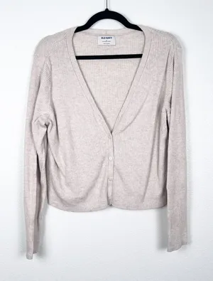 Old Navy Women's Long Sleeve Button Front Cardigan Sz XL‎ Cream thumbnail 1