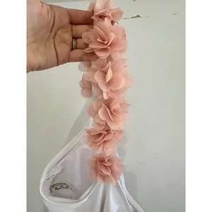 White One Piece‎ Swimsuit Blush Pink Floral Straps High Cut Small Beach Bridal thumbnail 4