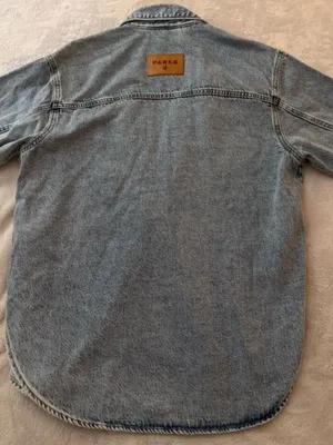 Parke X Target Light Wash Long Sleeve Jacket Denim Shacket Shirt Small thumbnail 10