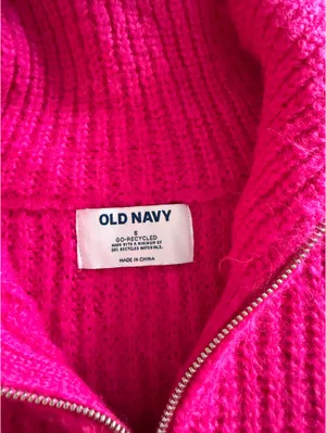 Old Navy Hot pink zip up collared sweater thumbnail 6