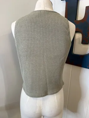 gimmicks by BKE Olive Ribbed Tank with Crochet Yoke thumbnail 2