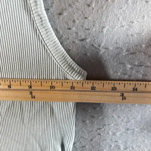 1060 | AGOLDE Minimalist Ribbed Racerback Scoop Neck Tank Top Mint Cream Women S thumbnail 3