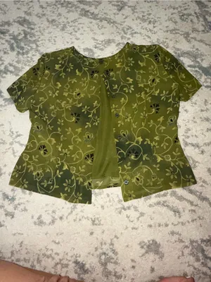 Vintage Plaza South Olive Green Floral Maxi Skirt Set Size 10 thumbnail 3