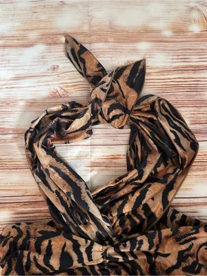 Bingo Brown Tiger Black Stripe Print Cropped Halter Top OS thumbnail 2