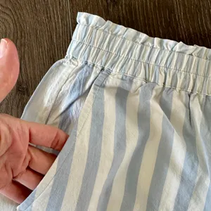 Madewell Pull On Boxer Style Lounge Shorts Blue Stripe Womens Large NEW thumbnail 6