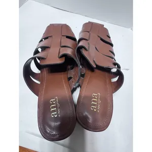 a.n.a Fernberg Brown Woven Fisherman Mules Studded Clog Block Heel Sandals 9M thumbnail 3