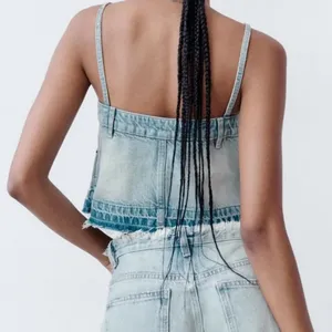 NEW! Zara Denim‎ Skirt Effect Crop Top thumbnail 5