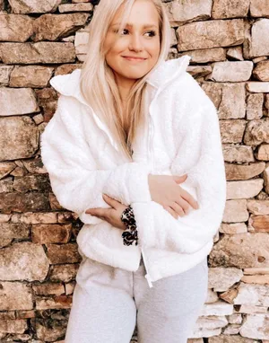 White Sherpa Jacket Size L thumbnail 1
