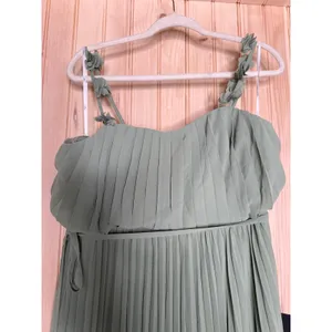 NWT Lulus Hera Sage Pleated Floral Applique Maxi Dress Bridesmaid Gala Size L thumbnail 5
