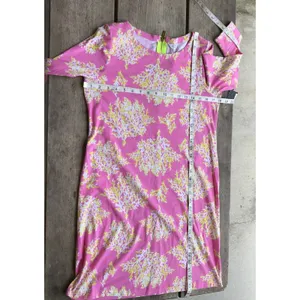 Crown & Ivy Pink‎ Coral Print Dress Lime NEW NWT Size XS Knit Preppy thumbnail 5