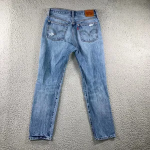 Levi's 501 Original Fit Jeans Women 28x28 Blue Distressed Button Fly Fit 28x27 thumbnail 2