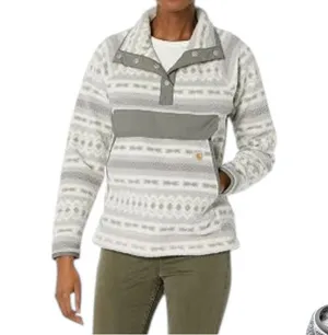 Carhartt 0J4991 Relaxed Fit Fleece Grey Aztec Quarter Snap Pullover Large 10-12 thumbnail 1