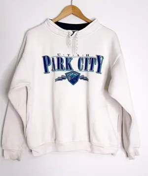 Vintage Gear for Sports 90s Park City Utah Graphic Sweatshirt White Size Large thumbnail 1