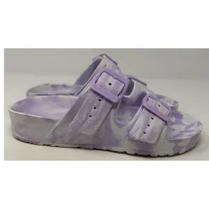 Women’s Lavender and White Tie Dye Double‎ Buckle Slip on Sandals Size 5/6 thumbnail 3