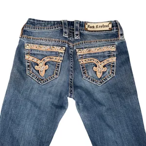 Rock‎ Revival Sherry Easy Boot Jeans Womens 25 Blue Denim Rhinestone Embellished thumbnail 3