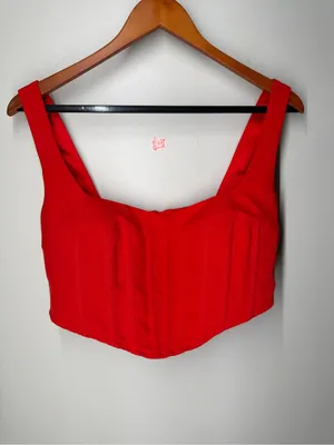 Bardot Fire Red Mini Corset‎ Bustier Crop Top Coquette Feminine Party Going Out thumbnail 3