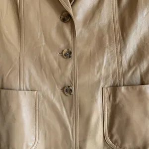 Talbots Tan Leather Blazer Women Size 6 Vintage Formal Casual Business Brown thumbnail 2