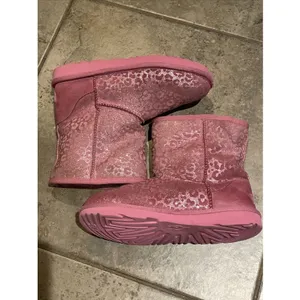 UGG Classic Short Pink Leopard Metallic Boots Womens 5 Sheepskin Lined thumbnail 13