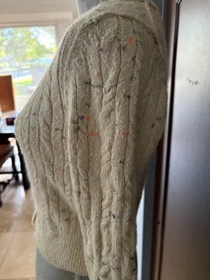 Anthropologie Pilcro micro cropped speckled cable knit cardigan sweater thumbnail 6