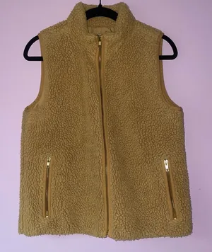 J Crew Size S Teddy Sherpa Vest Brown thumbnail 1