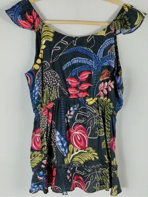 Farm Rio x Anthropologie Tropical Themed Button Down Tank New Wout tag 🏷️ thumbnail 4