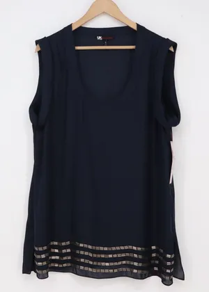 UK Style by French Connection Tunic Women XL Royal Maritime Bugle Bead Ink NEW thumbnail 1