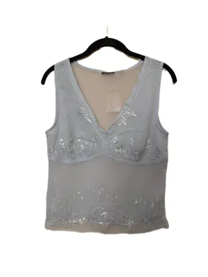 Y2K Vintage Rampage Sheer Light Blue Beaded Tank Top thumbnail 2