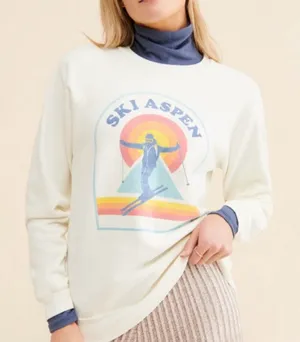 Free People x Original Retrobrand Ski Aspen Cotton Outdoor Slouchy Pullover S thumbnail 1