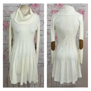 Calvin Klein white cowl neck elbow pad sweater dress thumbnail 2