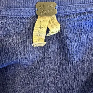 Free People Royal Blue Rainbow Embroidered Henley Thermal Top‎ Boho Small thumbnail 7