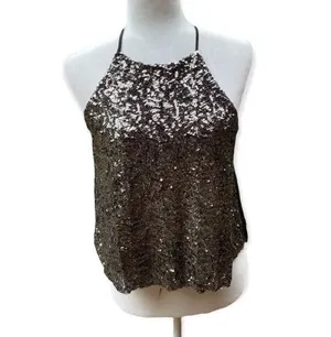 Y2K Party Glam Atmosphere Black Silver Sequin Halter Tank Top NWT Size M 8 thumbnail 2