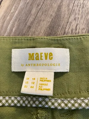 Maeve Anthropologie Colette Wide Leg Button Fly Linen Blend Cilantro 12 TALL thumbnail 6