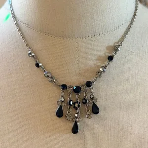 BLV Belle La Vie Black Crystal Chandelier Necklace thumbnail 1