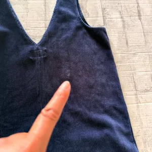 Marine Layer Leighton Navy Blue Corduroy V Neck Shift Pinafore Dress Pocket Sz M thumbnail 7
