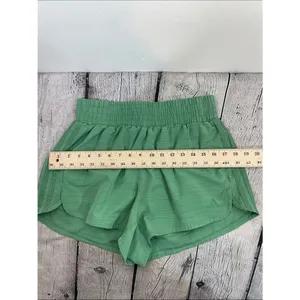 Adidas Women's Pacer Woven High Rise 3" Training Shorts Green Large 3” thumbnail 12