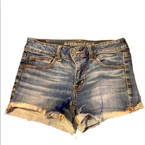American Eagle Outfitters Blue Denim Jean Cutoff Super Stretch Shorts 8 thumbnail 3