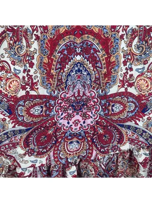Bohemian Paisley Print Maxi Skirt With Ruffle Hem Elastic Waist Large 100% Polye thumbnail 6