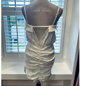 ASOS Women's White Strappy Textured Sleeveless Mini Dress Ruched 6 NWT thumbnail 4