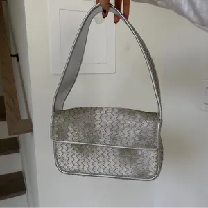 Staud Tommy Shoulder Beaded Bag in Silver thumbnail 3