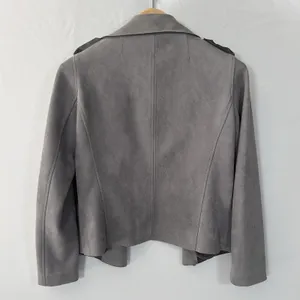 KUT from the Kloth Moto Jacket Women's Small Faux Suede Waterfall‎ Festival Gray thumbnail 2