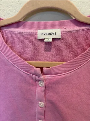 Evereve‎ Pink Button-Front Henley Sweatshirt Size M thumbnail 3