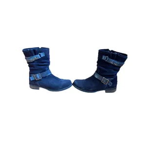 Eric Michael Portugal Venice Boot Blue Suede Moto Boots Sz 7 Spring Comfort thumbnail 2