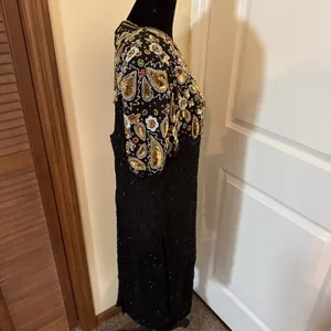 Vintage Stenay Silk Beaded Sequin Dress 10 8 6 80s Gatsby Floral Party Cocktail thumbnail 7