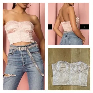 Superdown X Draya Michele Rebecca Corset Top in Nude thumbnail 2