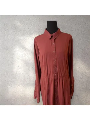 Free People Rust Red Button-Up Tunic Shirt XL thumbnail 2