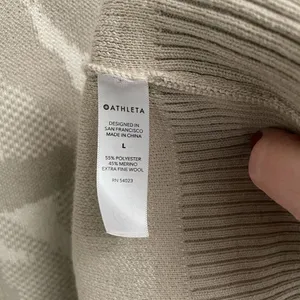Athleta Multicolor Abstract Textured Crew Neck Pullover Sweater Women‎ L Cream thumbnail 6